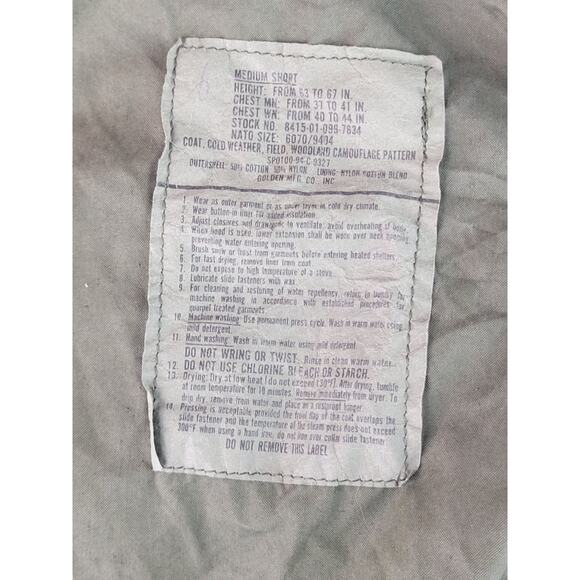 Camo Unisex Army Military Field Hooded Jacket Woodland Cold Weather Sz Med - Picture 10 of 11